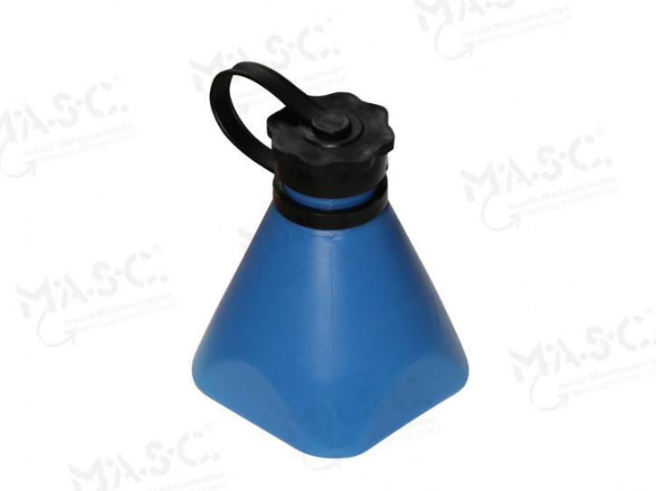Lötwasserfläschchen blau Flaschenform mit Auslauf-Stop